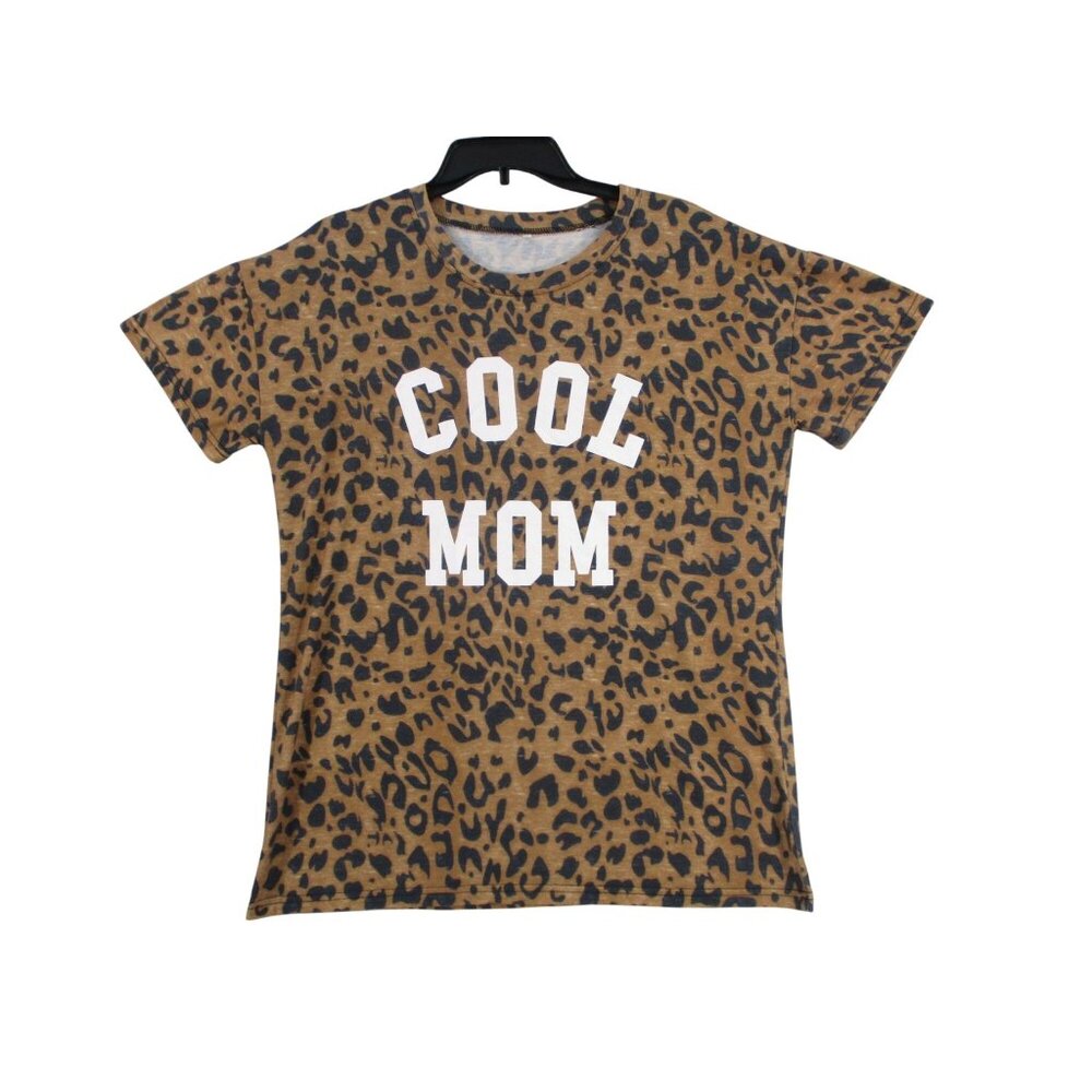 Cool Mom Leopard Print Short Sleeve Graphic Tee Size - XL‎